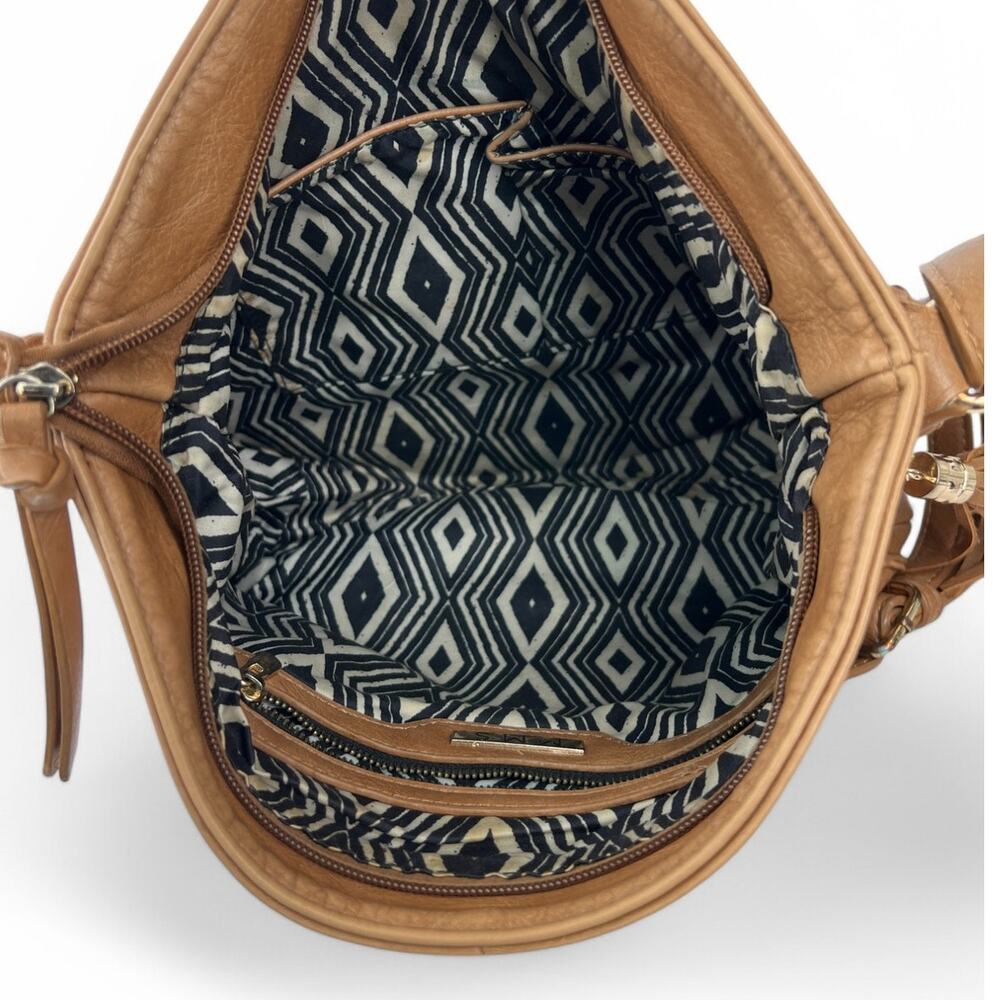 MMS Design Co. Supple Tan Leather Gold Tone Hardware Crossbody Shoulder Bag - Picture 8 of 9